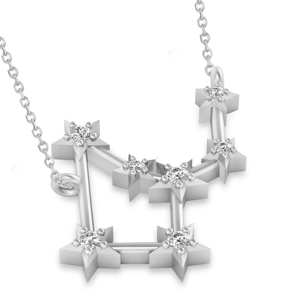 Diamond Virgo Zodiac Constellation Star Necklace 14k White Gold (0.11ct)