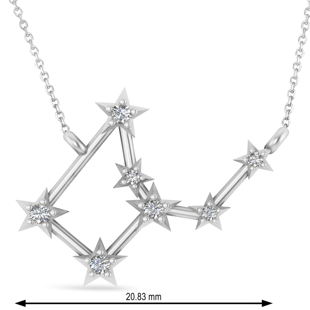 Diamond Virgo Zodiac Constellation Star Necklace 14k White Gold (0.11ct)