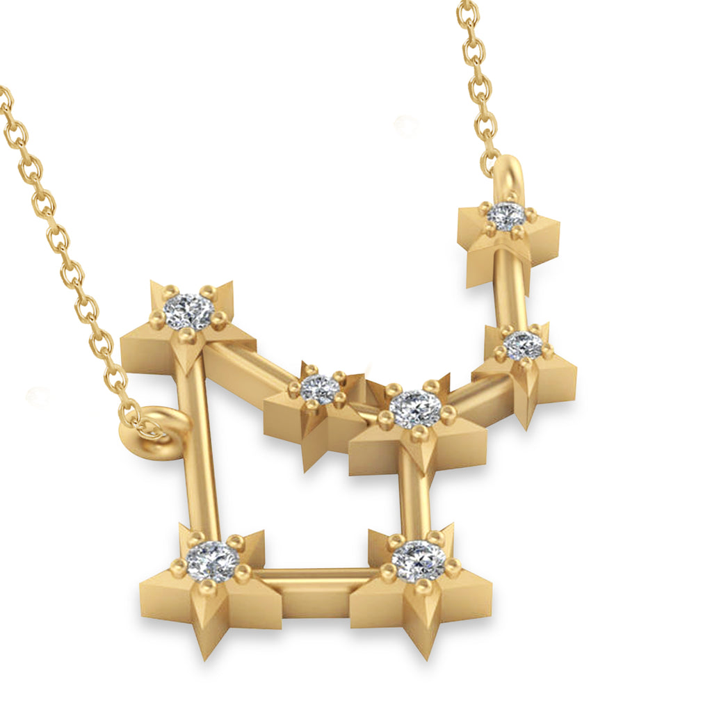 Diamond Virgo Zodiac Constellation Star Necklace 14k Yellow Gold (0.11ct)