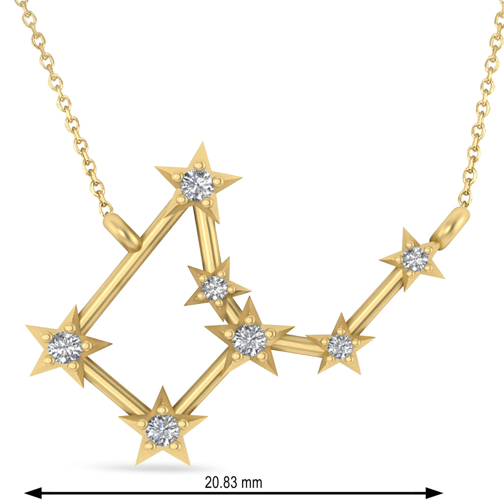 Diamond Virgo Zodiac Constellation Star Necklace 14k Yellow Gold (0.11ct)