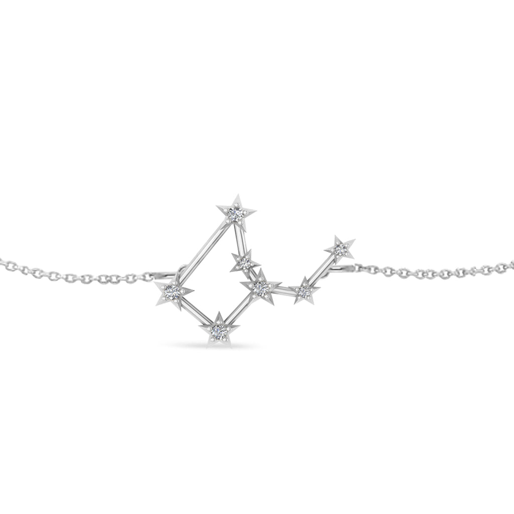 Diamond Virgo Zodiac Constellation Star Bracelet 14k White Gold (0.11ct)