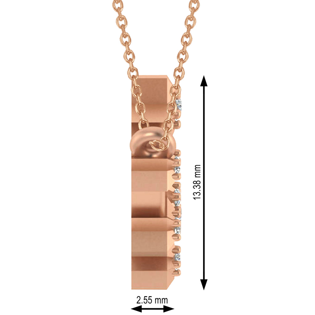 Diamond Libra Zodiac Constellation Star Necklace 14k Rose Gold (0.08ct)