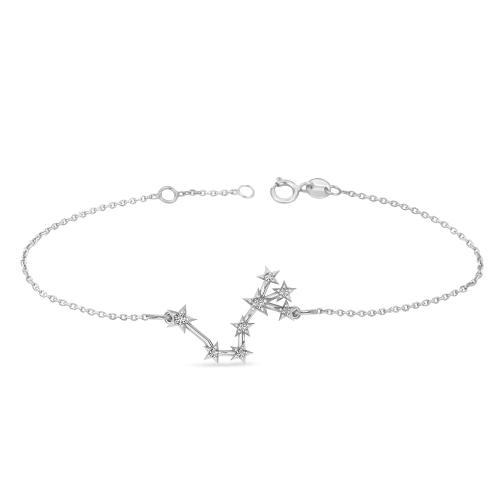 Diamond Scorpio Zodiac Constellation Star Bracelet 14k White Gold (0.10ct)