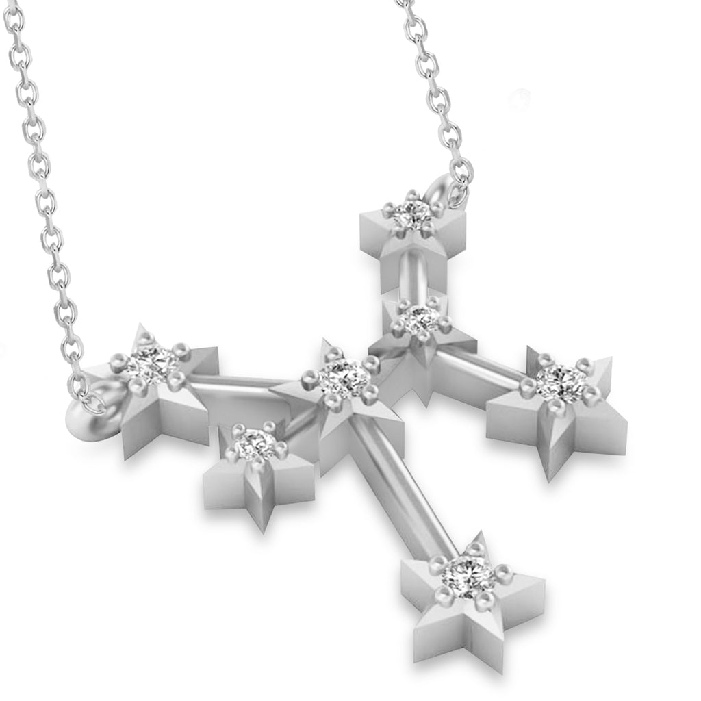 Diamond Sagittarius Zodiac Constellation Star Necklace 14k White Gold (0.11ct)