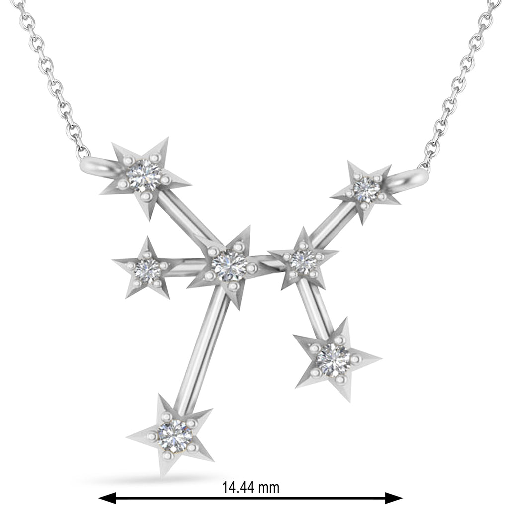 Diamond Sagittarius Zodiac Constellation Star Necklace 14k White Gold (0.11ct)