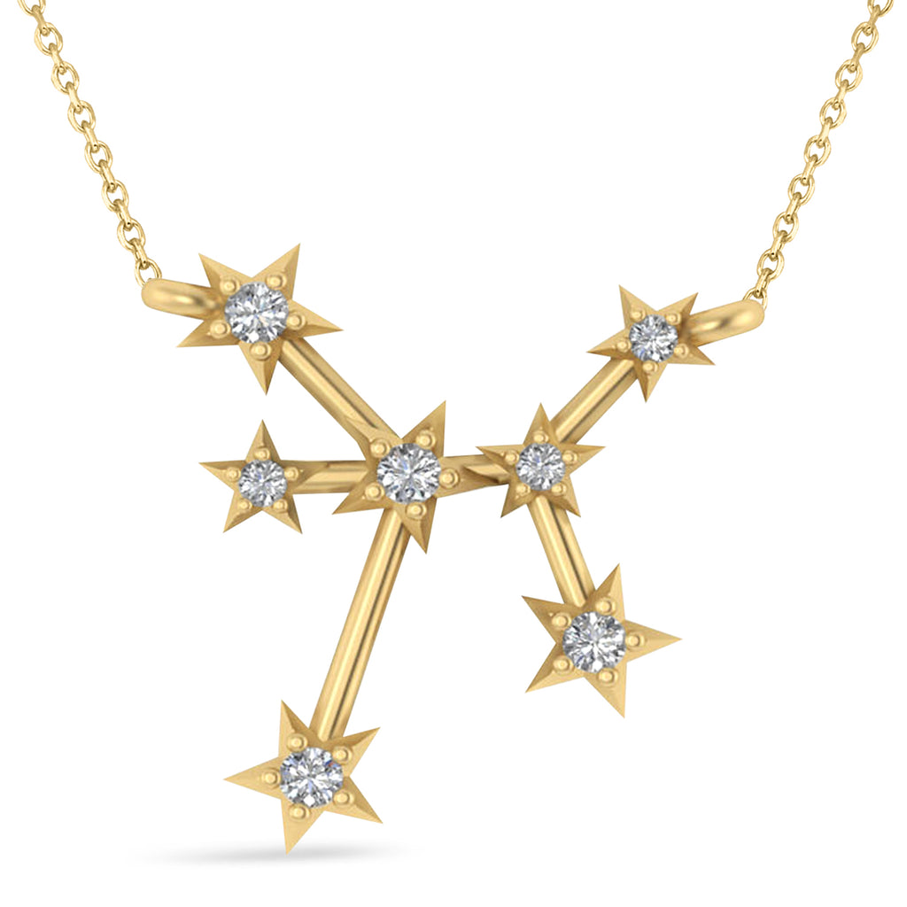 Diamond Sagittarius Zodiac Constellation Star Necklace 14k Yellow Gold (0.11ct)