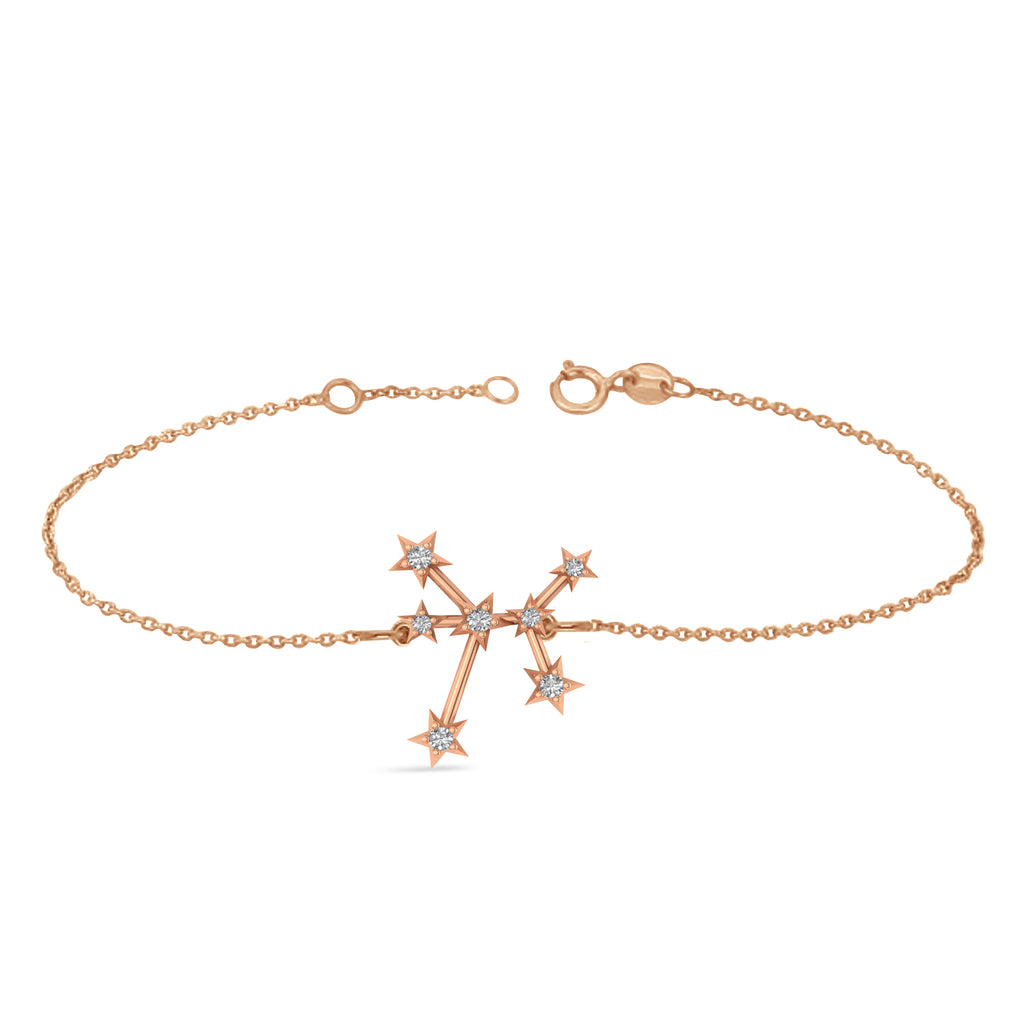 Diamond Sagittarius Zodiac Constellation Star Bracelet 14k Rose Gold (0.11ct)