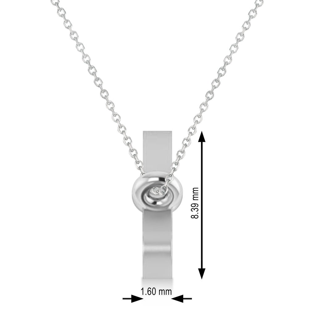 Aries Zodiac Text Pendant Necklace 14k White Gold