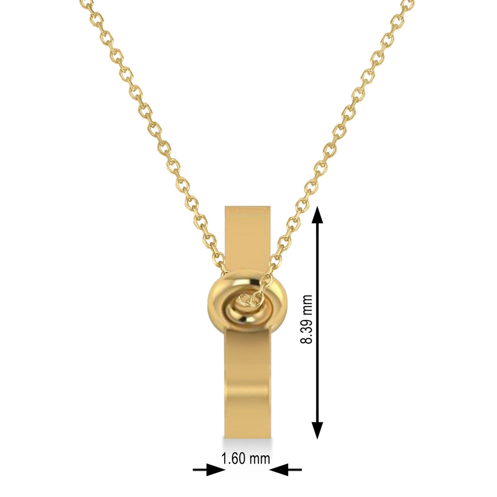 Aries Zodiac Text Pendant Necklace 14k Yellow Gold
