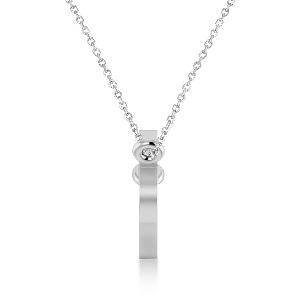 Capricorn Zodiac Text Pendant Necklace 14k White Gold