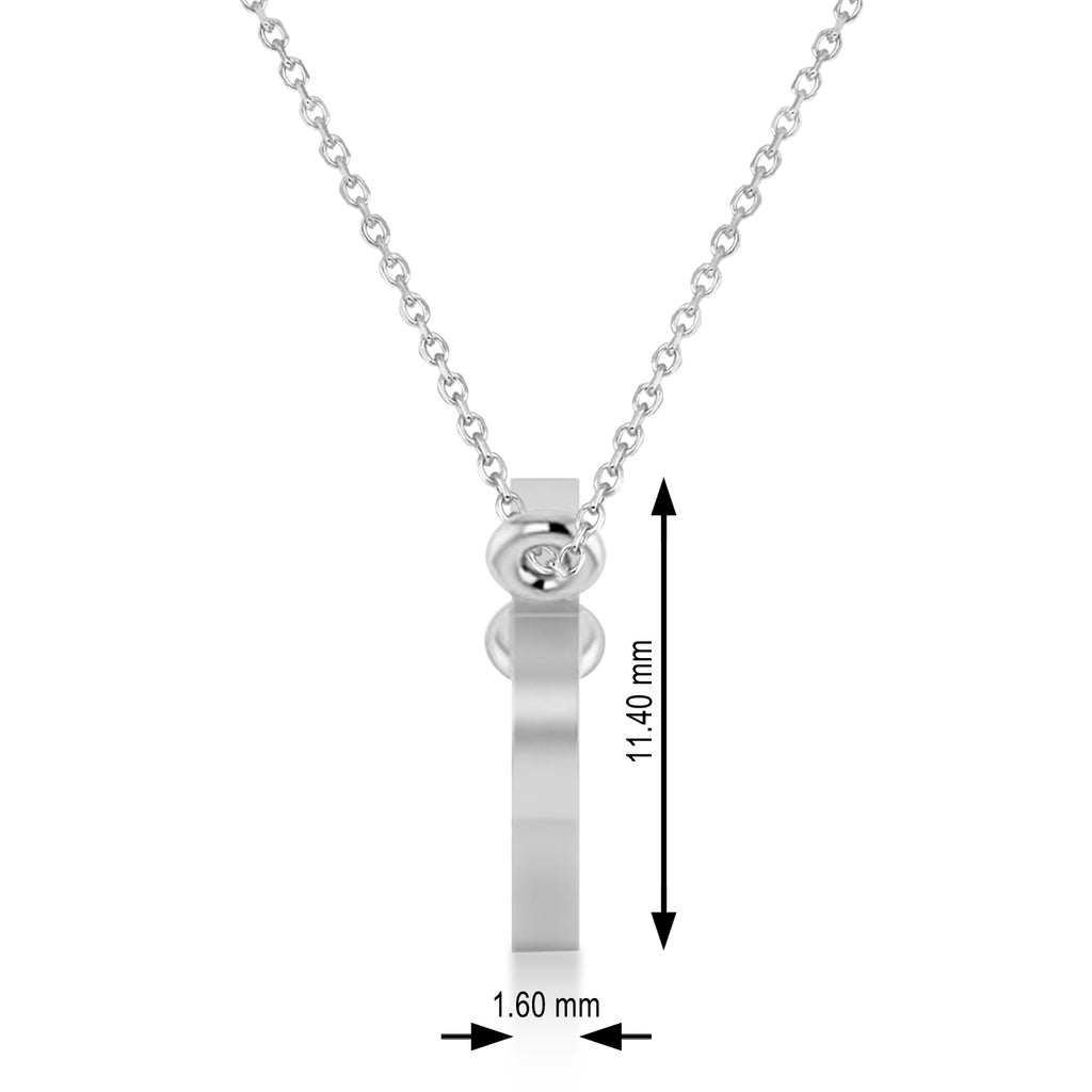 Capricorn Zodiac Text Pendant Necklace 14k White Gold