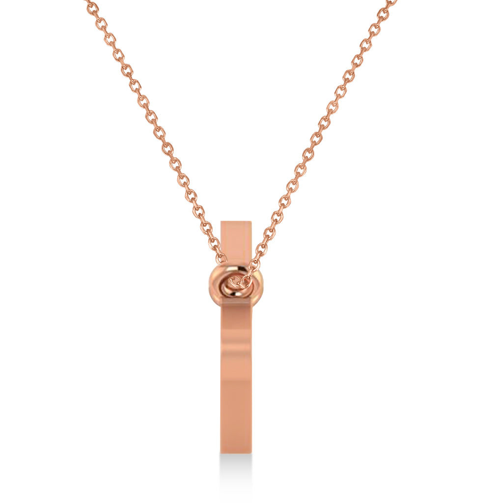 Aquarius Zodiac Text Pendant Necklace 14k Rose Gold