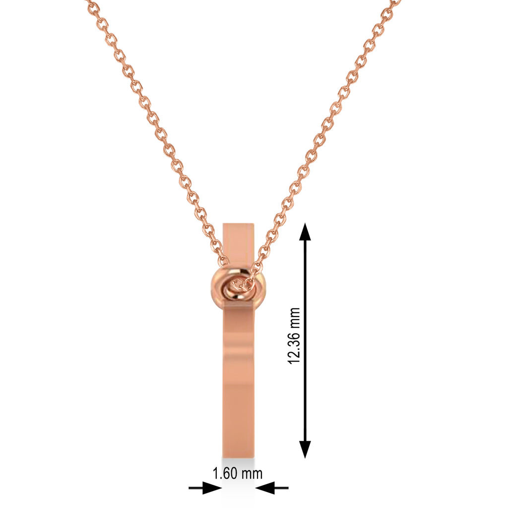 Aquarius Zodiac Text Pendant Necklace 14k Rose Gold