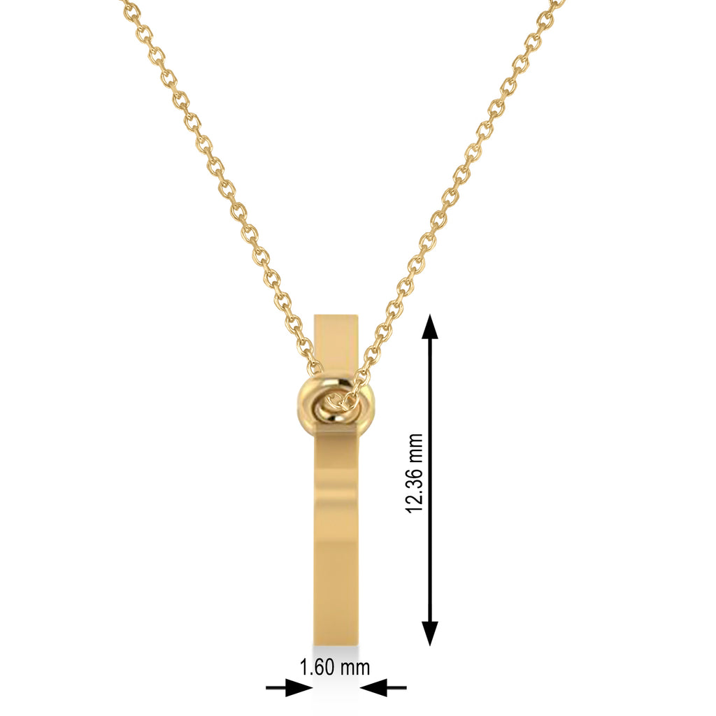 Aquarius Zodiac Text Pendant Necklace 14k Yellow Gold