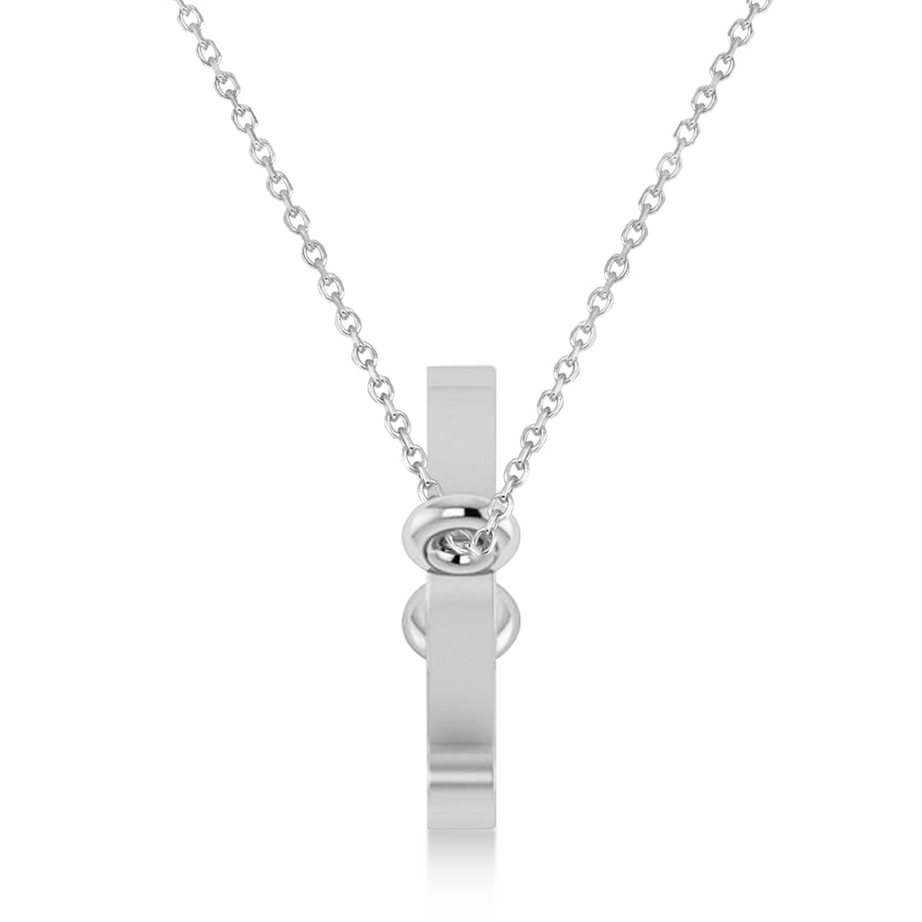 Pisces Zodiac Text Pendant Necklace 14k White Gold