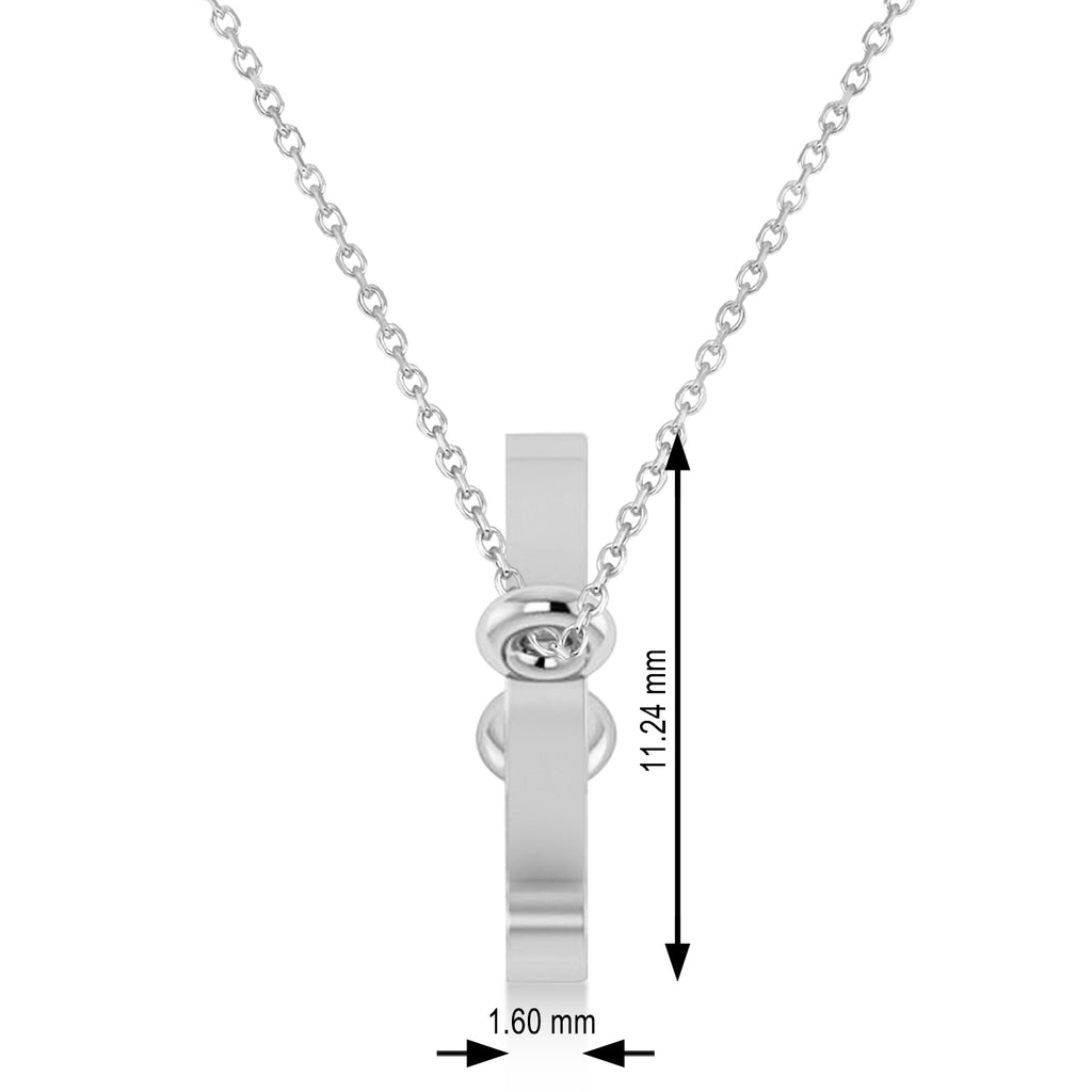 Pisces Zodiac Text Pendant Necklace 14k White Gold
