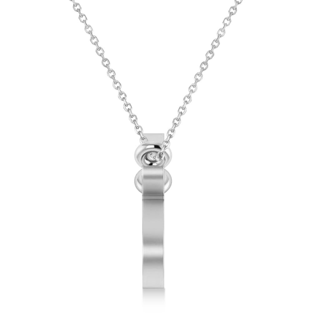 Gemini Zodiac Text Pendant Necklace 14k White Gold