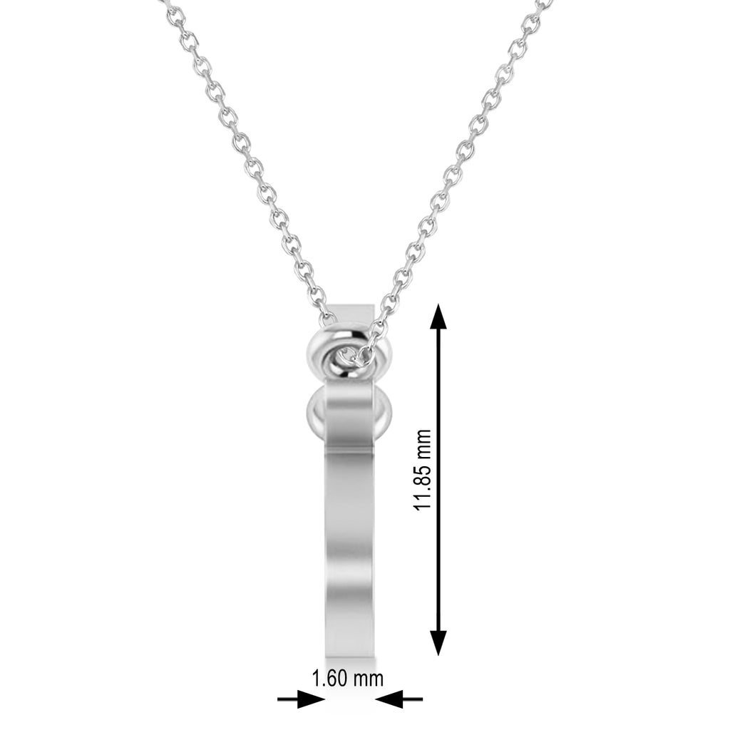 Gemini Zodiac Text Pendant Necklace 14k White Gold