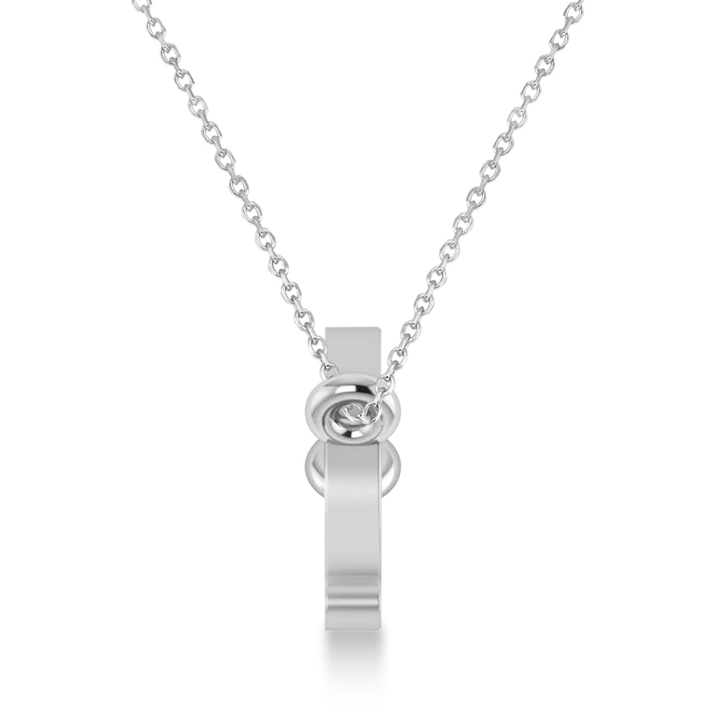 Leo Zodiac Text Pendant Necklace 14k White Gold