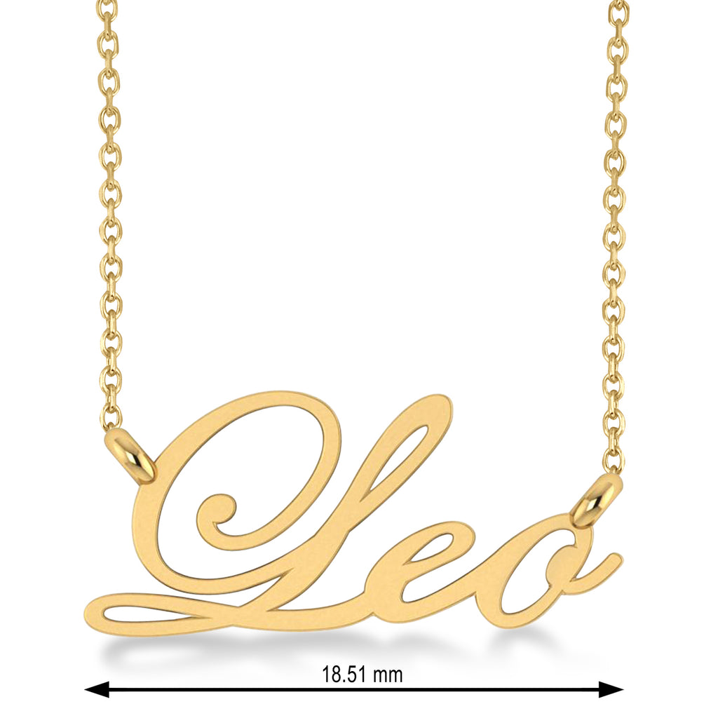 Leo Zodiac Text Pendant Necklace 14k Yellow Gold