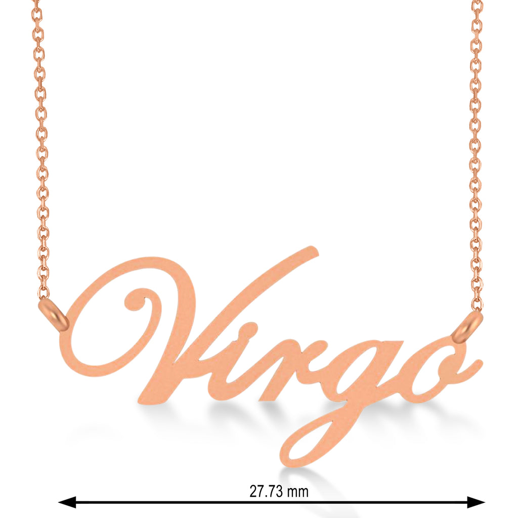 Virgo Zodiac Text Pendant Necklace 14k Rose Gold