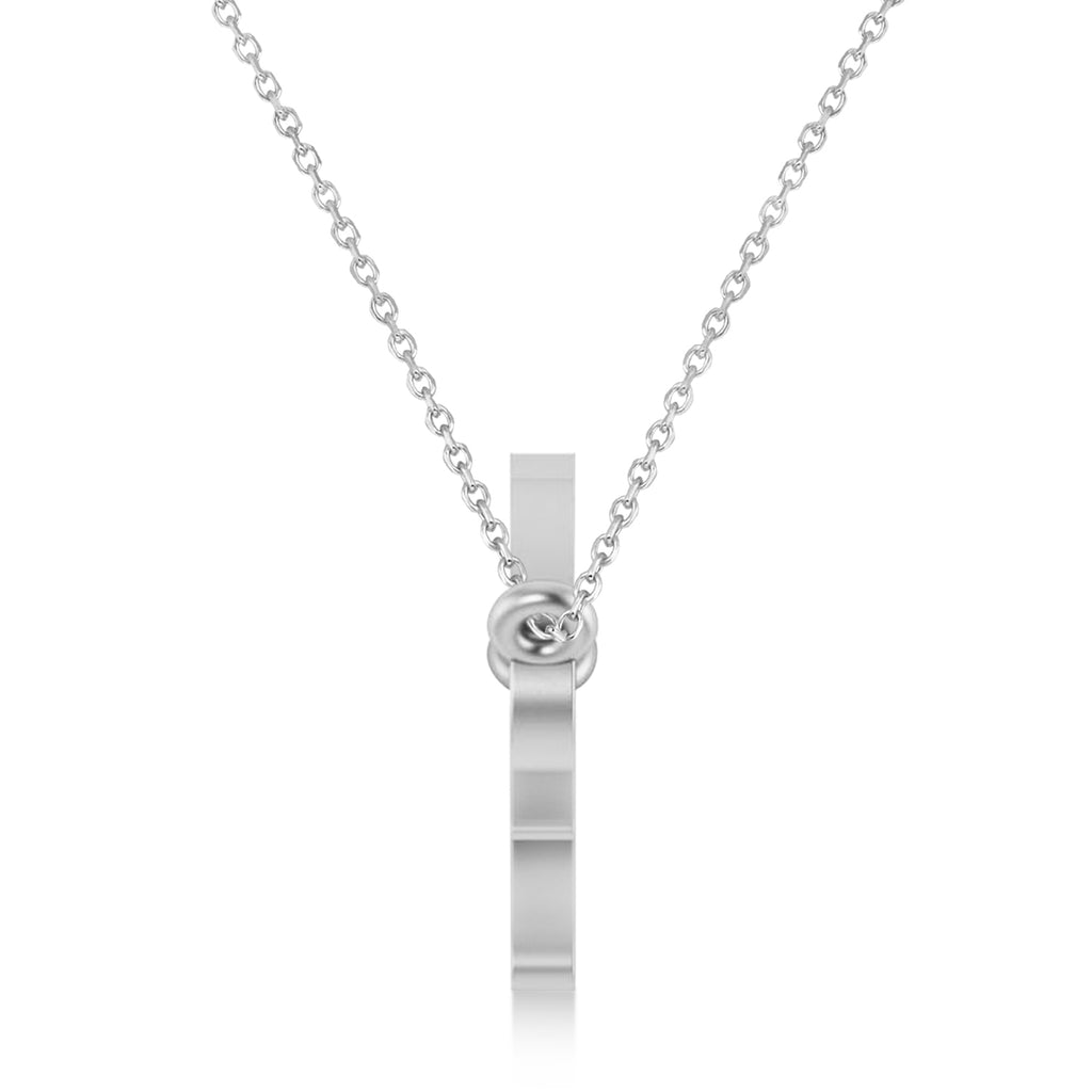 Virgo Zodiac Text Pendant Necklace 14k White Gold
