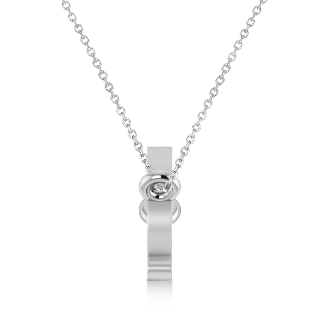 Libra Zodiac Text Pendant Necklace 14k White Gold