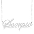 Scorpio Zodiac Text Pendant Necklace 14k White Gold