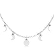 Multi-Moon Phase Pendant Necklace 14k White Gold