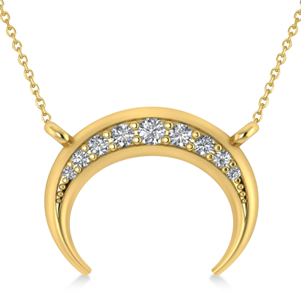 Diamond Crescent Moon Horn Pendant 14k Yellow Gold (0.17ct)