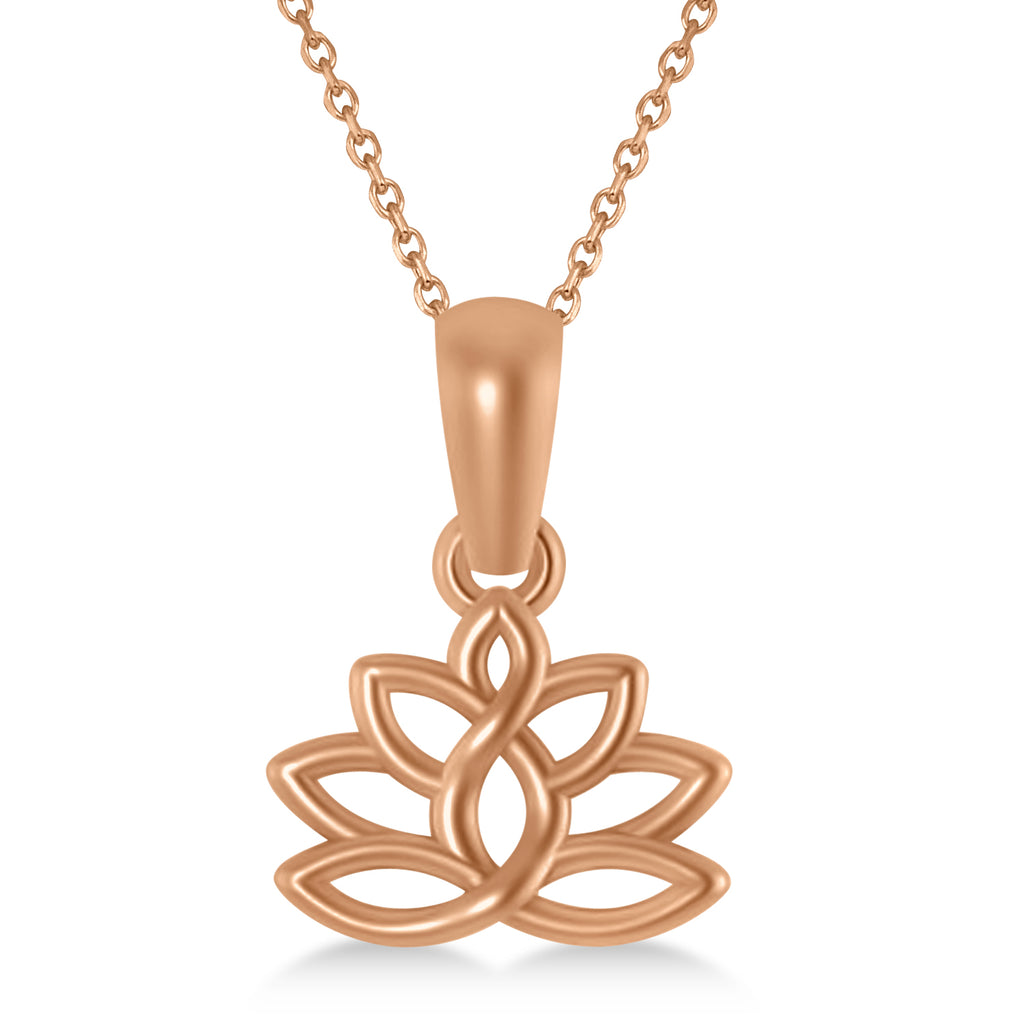 Lotus Flower Pendant Necklace 14k Rose Gold