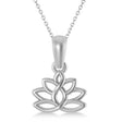Lotus Flower Pendant Necklace 14k White Gold