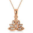 Diamond Lotus Flower Pendant Necklace 14k Rose Gold (0.15ct)