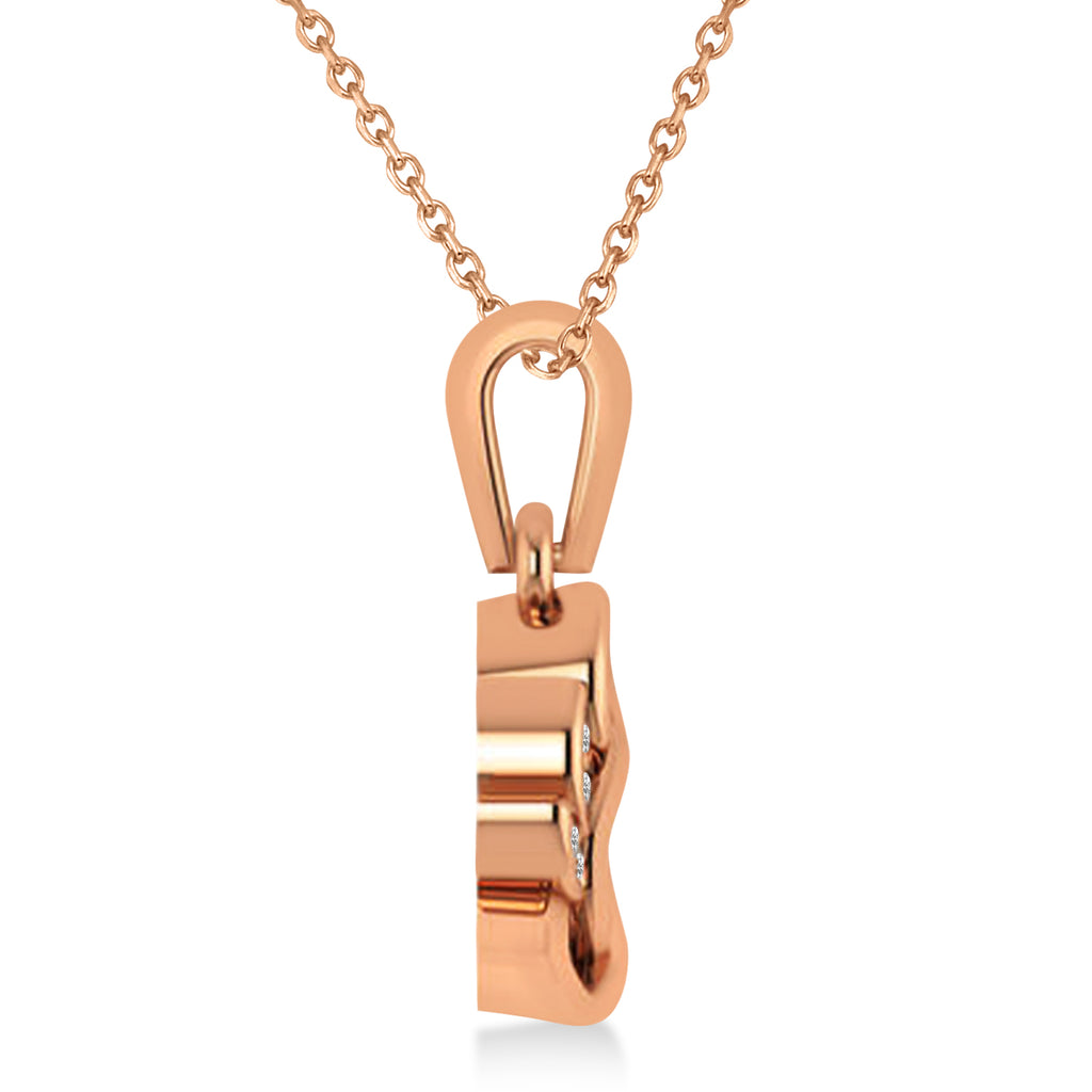 Diamond Lotus Flower Pendant Necklace 14k Rose Gold (0.15ct)