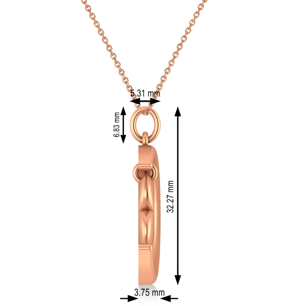 Moon with Heart Pendant Necklace 14K Rose Gold