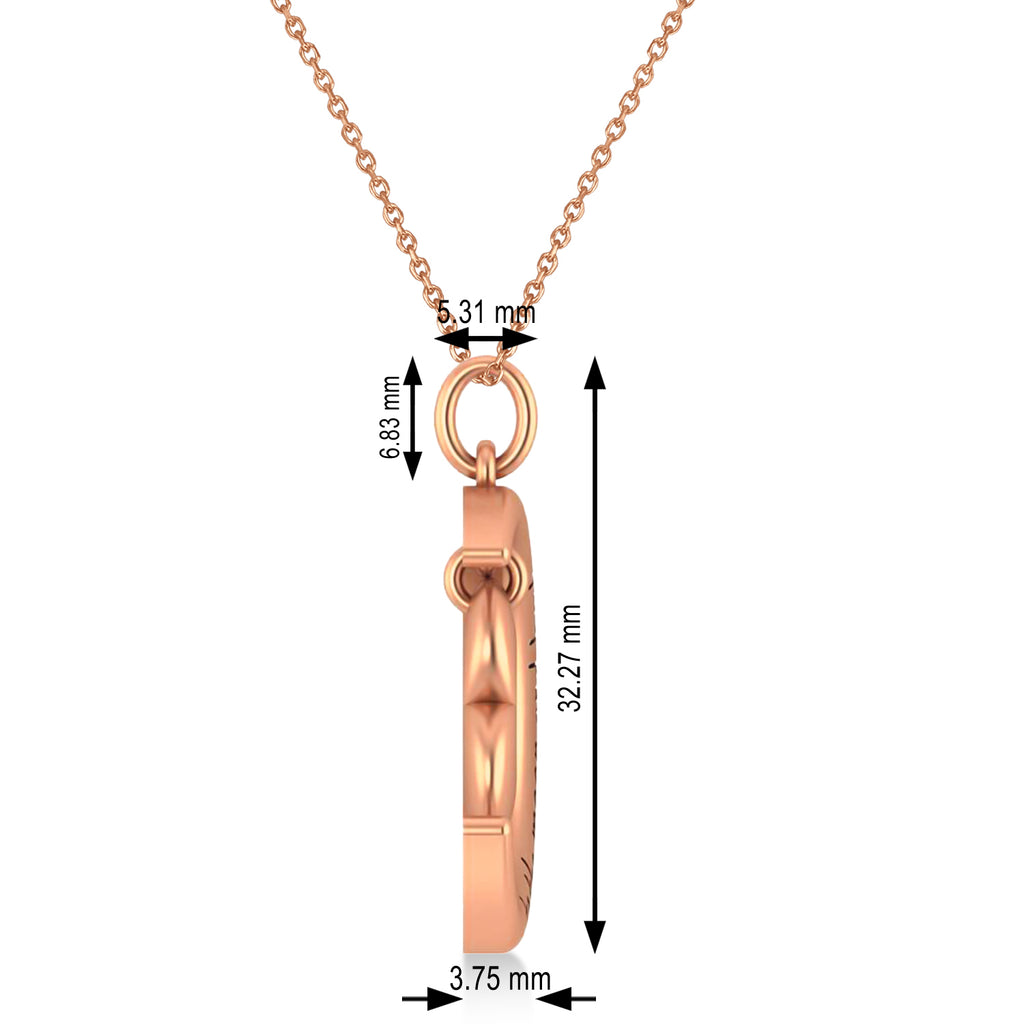 Moon with Heart " I Love You To The Moon and Back" Pendant Necklace 14K Rose Gold