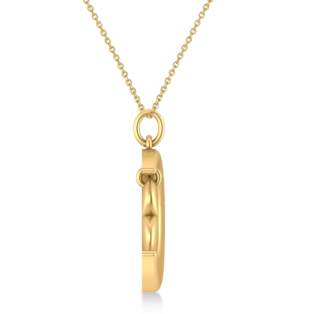 Moon with Heart Pendant Necklace 14K Yellow Gold