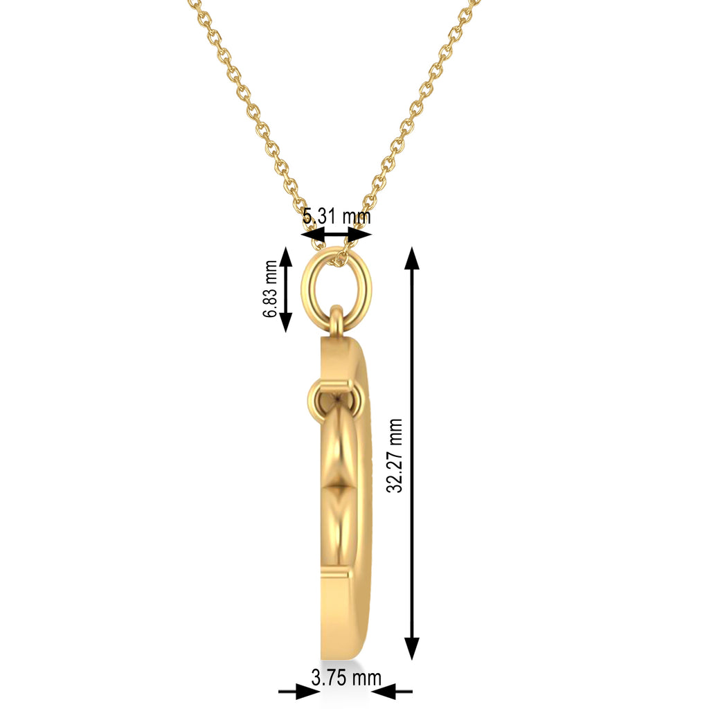 Moon with Heart Pendant Necklace 14K Yellow Gold