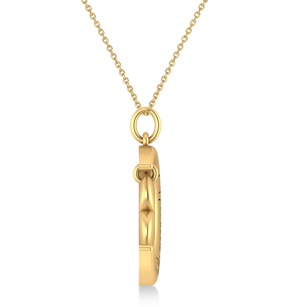 Moon with Heart " I Love You To The Moon and Back" Pendant Necklace 14K Yellow Gold