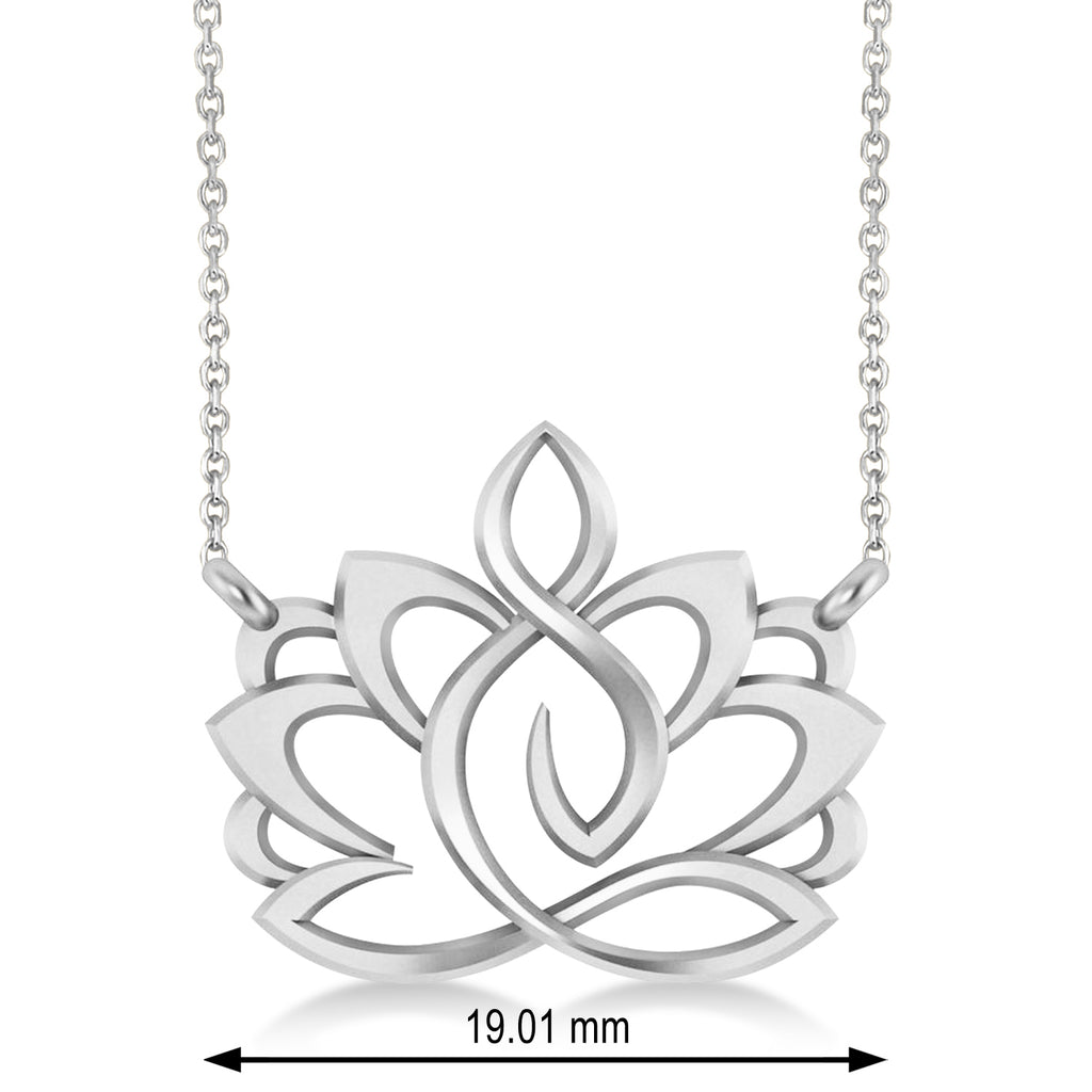 Yoga Lotus Flower Pendant Necklace 14k White Gold