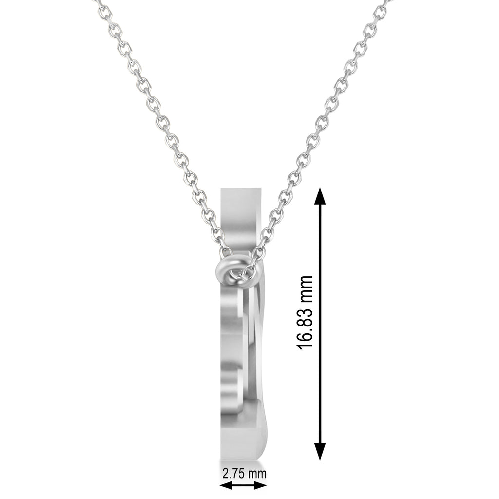 Yoga Lotus Flower Pendant Necklace 14k White Gold