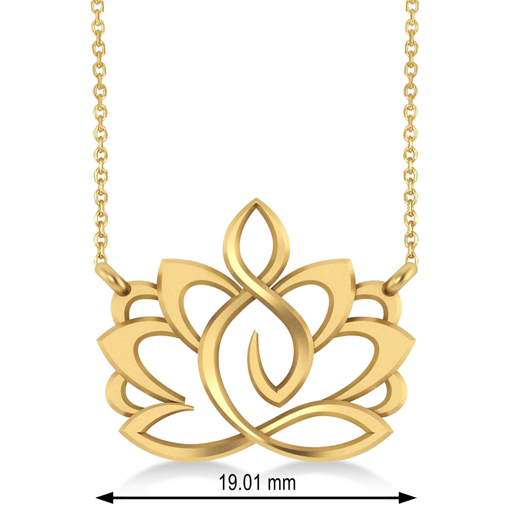 Yoga Lotus Flower Pendant Necklace 14k Yellow Gold