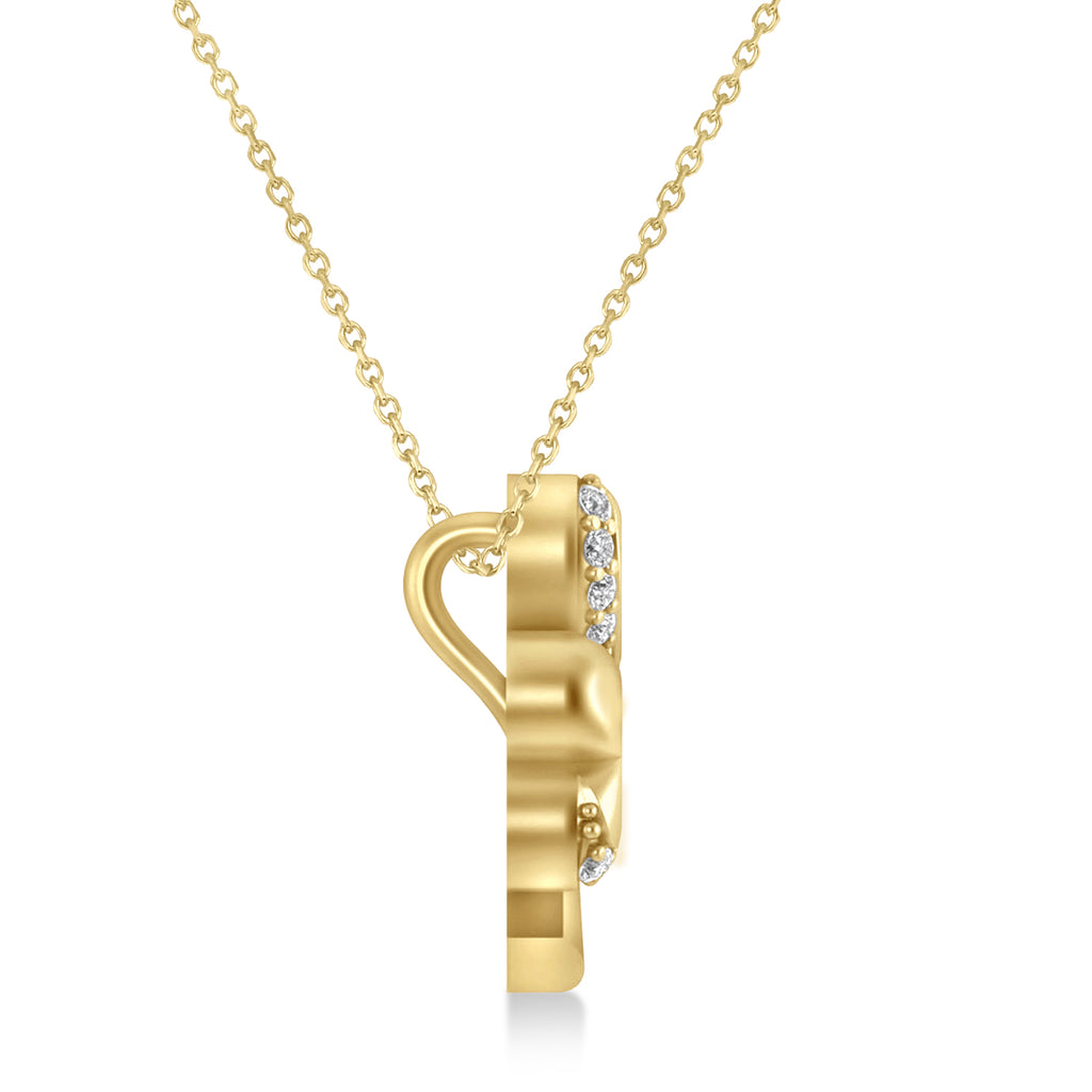 Diamond Three Leafed Clover Pendant Necklace 14k Yellow Gold (0.15ct)