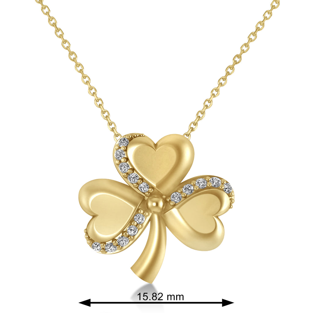 Diamond Three Leafed Clover Pendant Necklace 14k Yellow Gold (0.15ct)