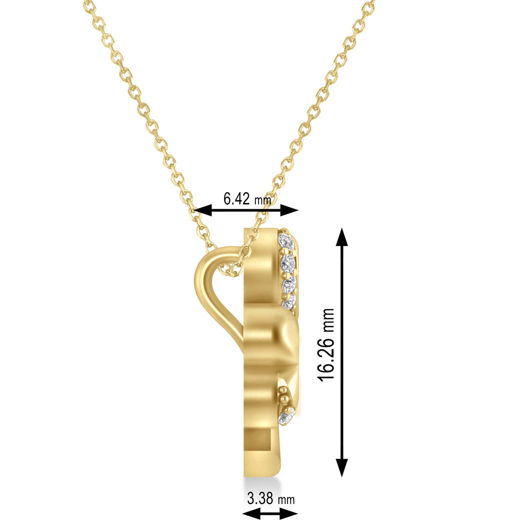 Diamond Three Leafed Clover Pendant Necklace 14k Yellow Gold (0.15ct)