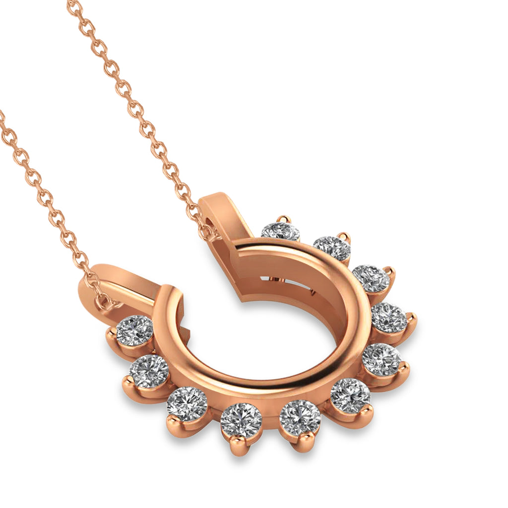 Diamond Open Circle Pendant Necklace 14k Rose Gold (0.77ct)