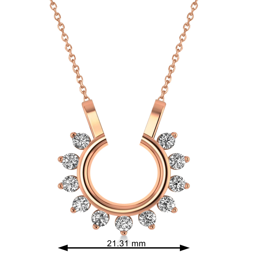 Diamond Open Circle Pendant Necklace 14k Rose Gold (0.77ct)