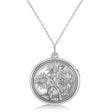 Sunflower Locket Pendant Necklace 14k White Gold