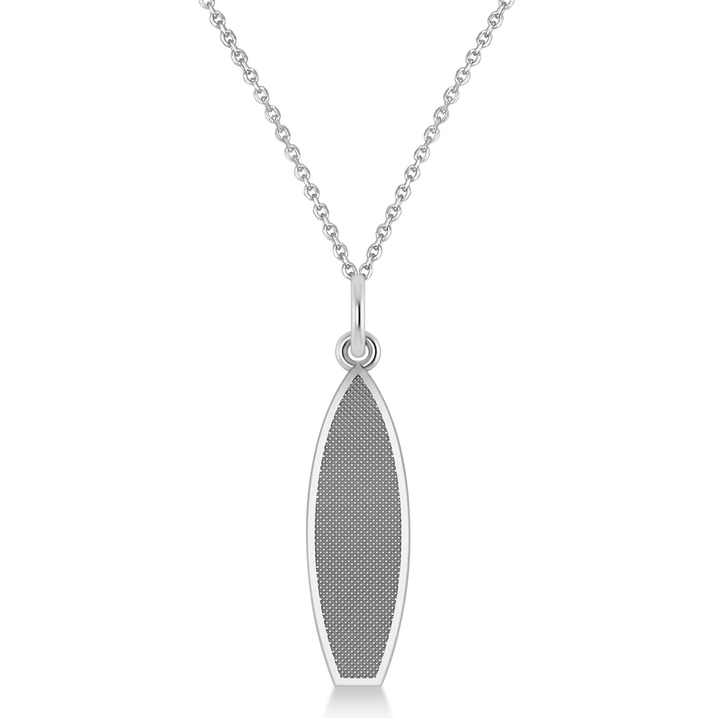 Surf Board Charm Pendant Necklace 14K White Gold