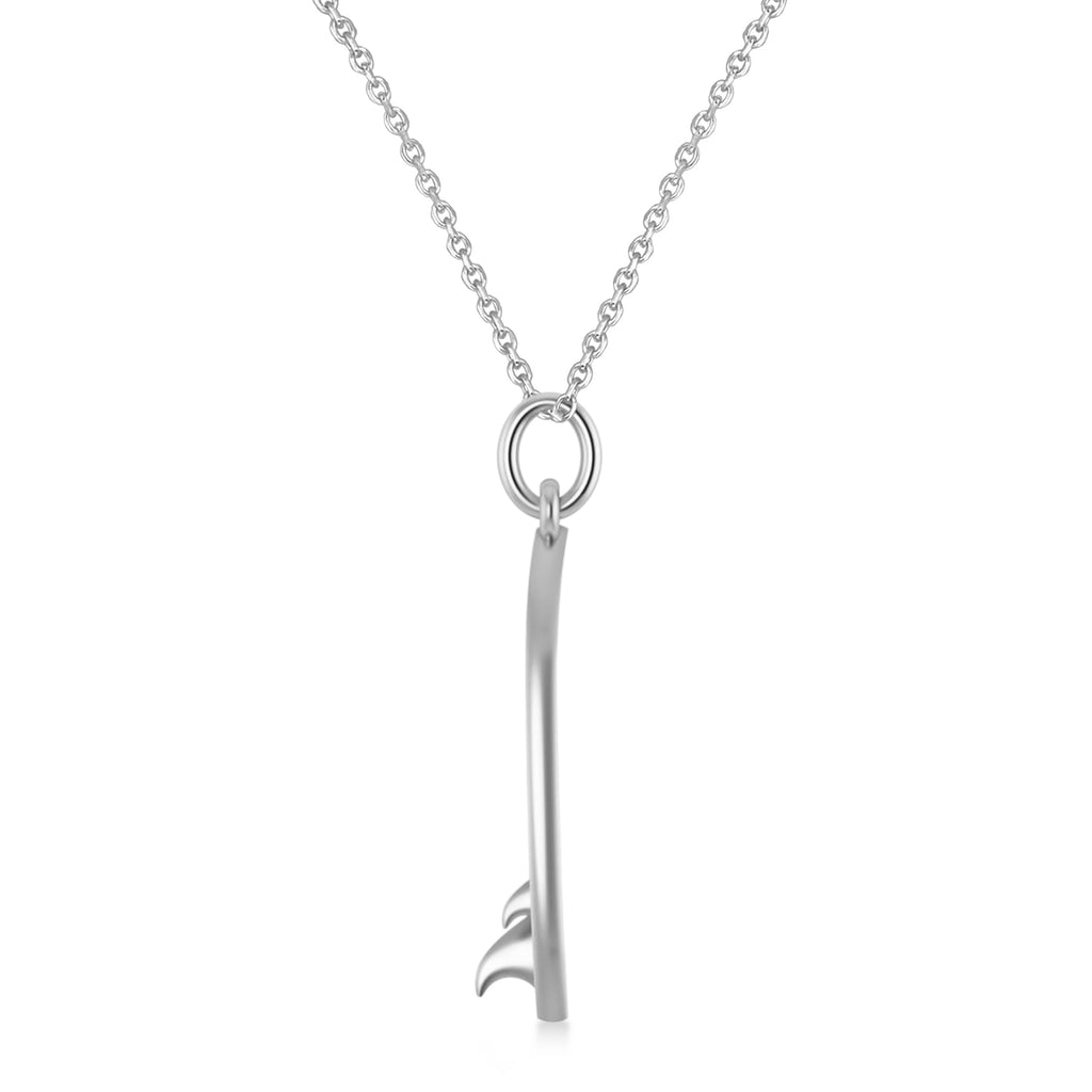 Surf Board Charm Pendant Necklace 14K White Gold